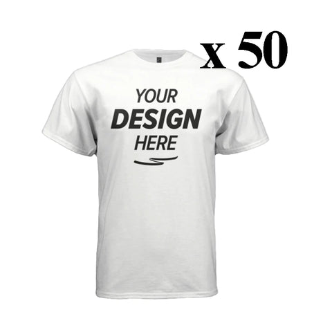 50 White T-Shirts One Color Print $8 each $400